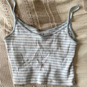 Brandy Melville Light Blue & White Striped Ribbed Camisole